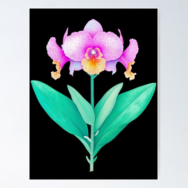 Item preview, Blissful Purple Orchid Flower. Vintage Botanical Illustration, Natural History, Exotic Tropical Plant, Surreal Floral Art designed and sold by MarikoDesignArt.