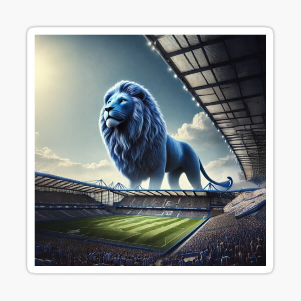 Item preview, Blue Lion Over Stamford Bridge – Chelsea Football Fan Art designed and sold by Final Whistle Art.