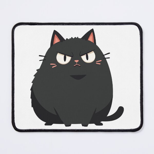 Item preview, Grumpy Black Chubby Cat - Minimalist Clean Line Feline Art designed and sold by CrownedCanvas.