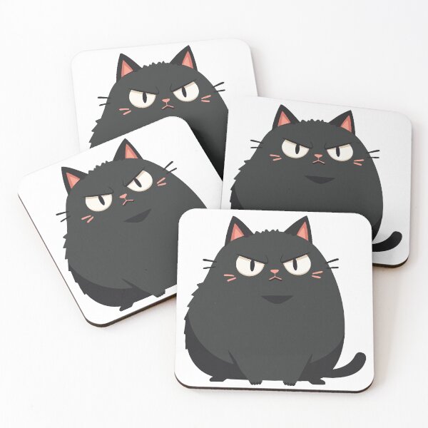 Item preview, Grumpy Black Chubby Cat - Minimalist Clean Line Feline Art designed and sold by CrownedCanvas.