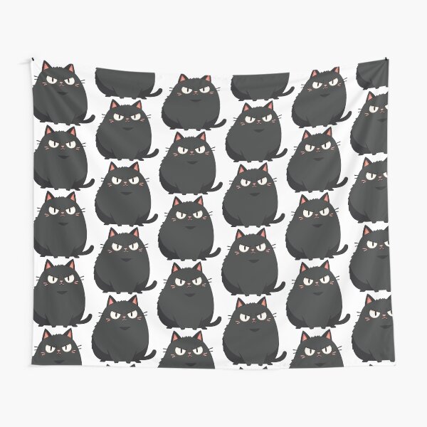 Artikel-Vorschau von Mürrische schwarze mollige Katze - minimalistische klare Linie Katzenkunst, designt und verkauft von CrownedCanvas.