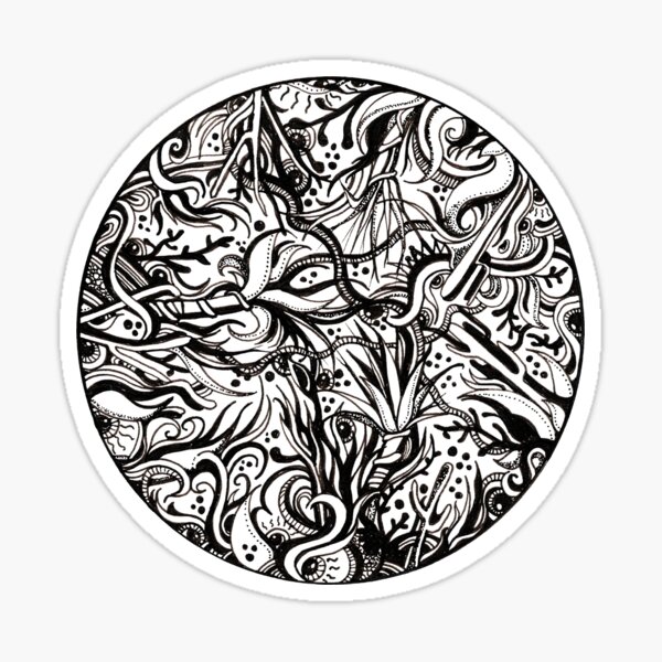 In the Shadows – Ink Drawing of Desert Plants & Hidden Details Sticker