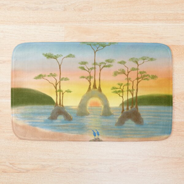 Item preview, Peaceful beach and lovely blue birds at sunrise designed and sold by greenPQBstudio.