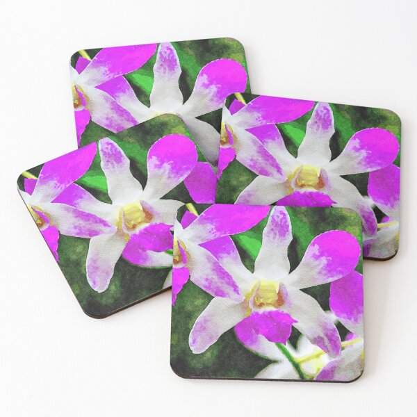 Item preview, Vibrant watercolor painting of violet orchid blossoms designed and sold by GestaltImagery.