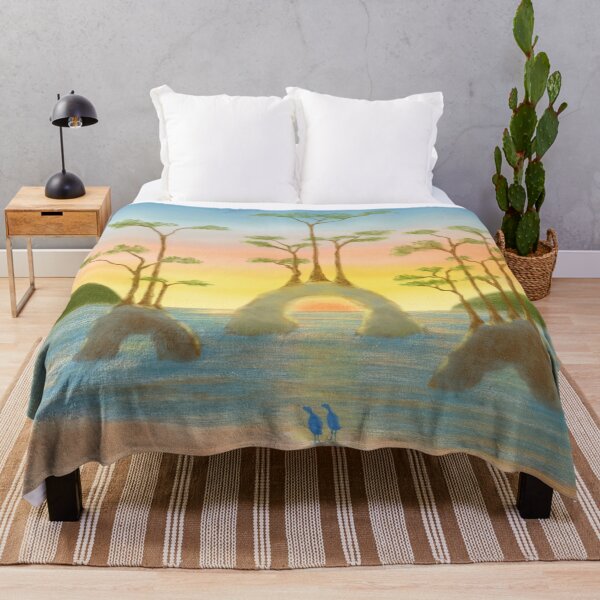 Item preview, Peaceful beach and lovely blue birds at sunrise designed and sold by greenPQBstudio.