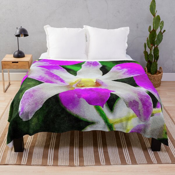 Item preview, Vibrant watercolor painting of violet orchid blossoms designed and sold by GestaltImagery.