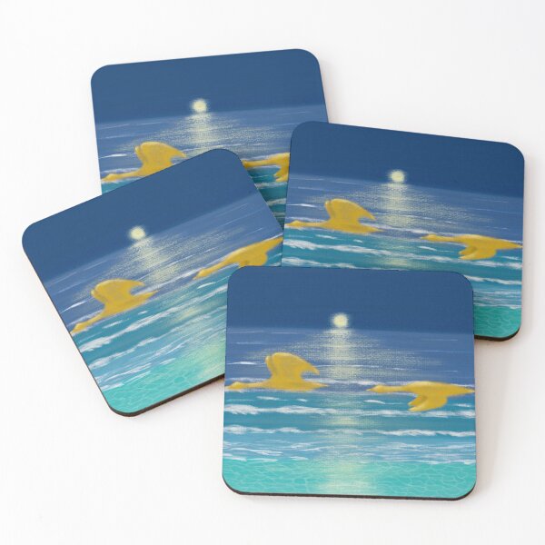 Item preview, Peaceful sea and birds under romantic moon light designed and sold by greenPQBstudio.