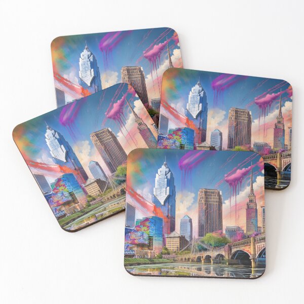 Artikelvorschau, Cleveland Skyline Bunte abstrakte Graffiti-Kunst | Urban Street Style entworfen und verkauft von Phat Dog Designs .