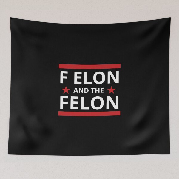 Item preview, F Elon and the Felon Tesla and Trump bumper  designed and sold by ChataMaroon.