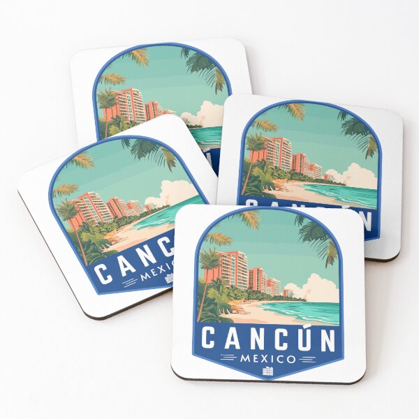 Item preview, Cancún in Quintana Roo Mexico Retro Travel Art Badge designed and sold by MaateoDesign.