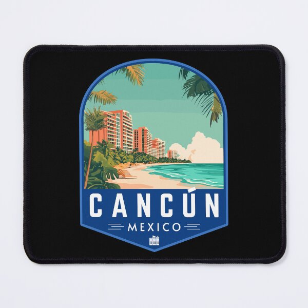 Item preview, Cancún in Quintana Roo Mexico Retro Travel Art Badge designed and sold by MaateoDesign.