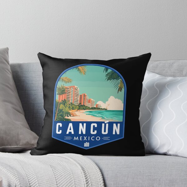 Item preview, Cancún in Quintana Roo Mexico Retro Travel Art Badge designed and sold by MaateoDesign.