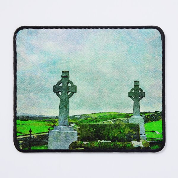Item preview, Watercolor depiction of Rock of Cashel cemetery in Ireland's lush landscape designed and sold by GestaltImagery.