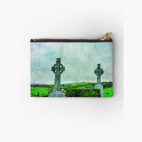 Item preview, Watercolor depiction of Rock of Cashel cemetery in Ireland's lush landscape designed and sold by GestaltImagery.