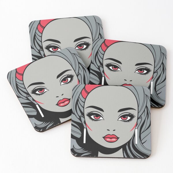Item preview, Doll Face No 4. Grey, red, black, 1980's. designed and sold by Shoot-The-Moon.