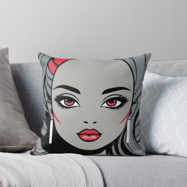 Item preview, Doll Face No 4. Grey, red, black, 1980's. designed and sold by Shoot-The-Moon.