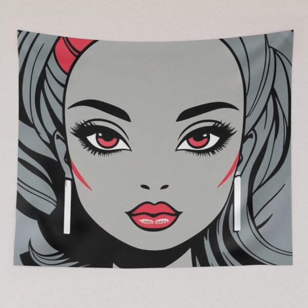 Item preview, Doll Face No 4. Grey, red, black, 1980's. designed and sold by Shoot-The-Moon.