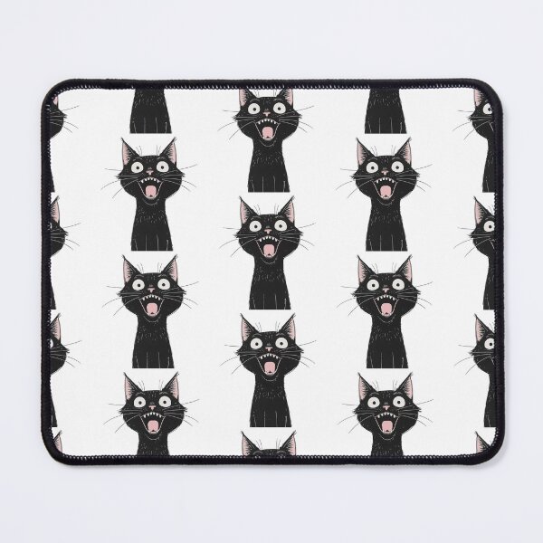 Item preview, A unique t-shirt design featuring a simple graphic of a black cat with a playful and surprised expression, mouth agape. It is perfect for gifting to cat lovers everywhere. designed and sold by postprocess.