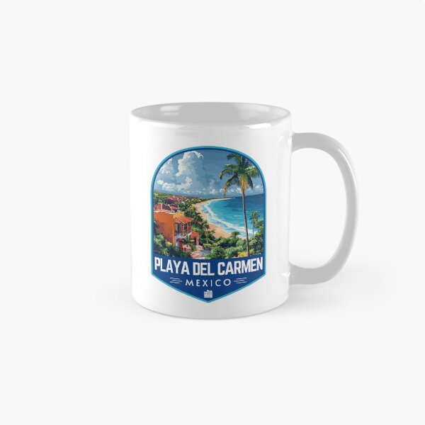 Item preview, Playa del Carmen in Quintana Roo Mexico Retro Travel Art Badge designed and sold by MaateoDesign.