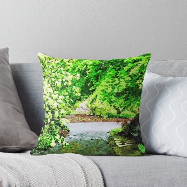 Item preview, Tranquil garden path surrounded by lush green foliage designed and sold by GestaltImagery.
