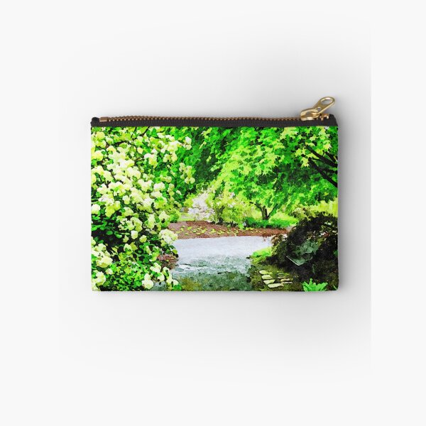 Item preview, Tranquil garden path surrounded by lush green foliage designed and sold by GestaltImagery.