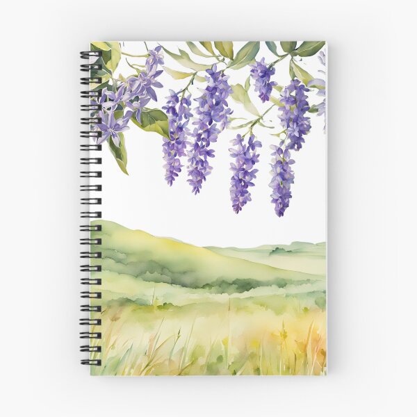 Item preview, Watercolor Landscape with Hanging Purple Flowers designed and sold by Glam-OOTD.