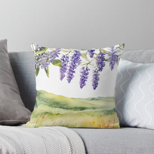 Item preview, Watercolor Landscape with Hanging Purple Flowers designed and sold by Glam-OOTD.