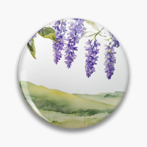 Item preview, Watercolor Landscape with Hanging Purple Flowers designed and sold by Glam-OOTD.