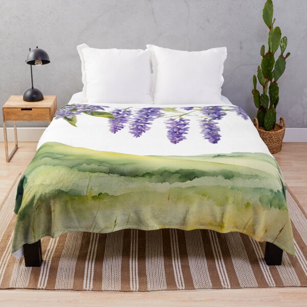Item preview, Watercolor Landscape with Hanging Purple Flowers designed and sold by Glam-OOTD.