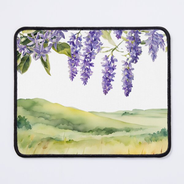 Item preview, Watercolor Landscape with Hanging Purple Flowers designed and sold by Glam-OOTD.