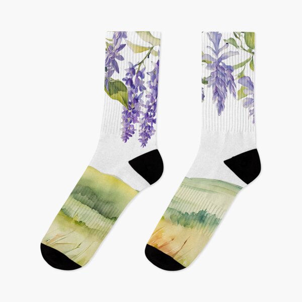 Item preview, Watercolor Landscape with Hanging Purple Flowers designed and sold by Glam-OOTD.