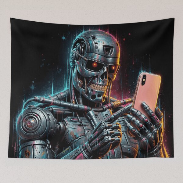 Item preview, FUTURISTIC ROBOT USING A SMARTPHONE designed and sold by origingallery.