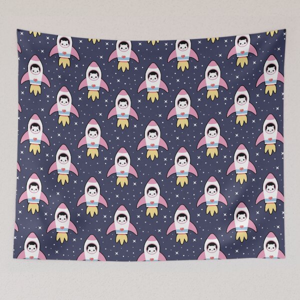 Item preview, Kawaii Space Rocket Cat Pattern  designed and sold by sasyall.