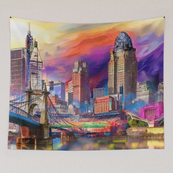 Item preview, Cincinnati Cityscape – Bold Graffiti-Inspired Abstract Art designed and sold by Phat Dog Designs .