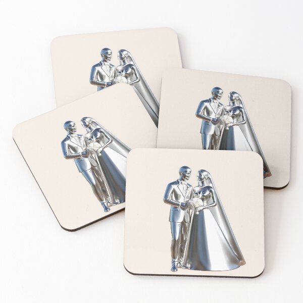 Item preview, wedding 3D groom and bride chrome design designed and sold by Rainbow Paws Garden.