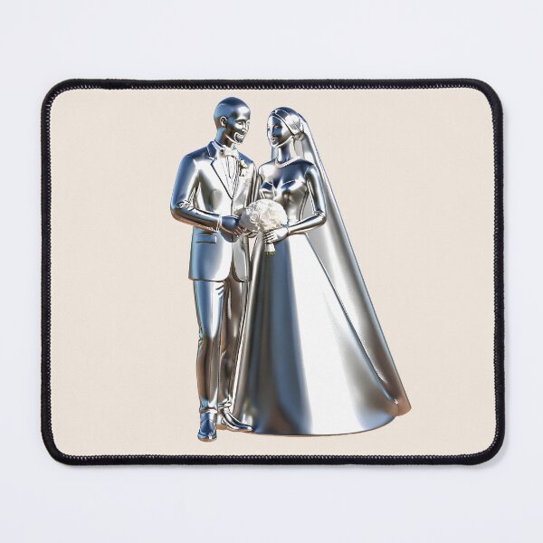 Item preview, wedding 3D groom and bride chrome design designed and sold by Rainbow Paws Garden.