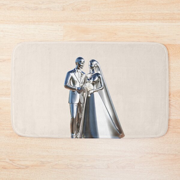 Artikelvorschau, wedding 3D groom and bride chrome design entworfen und verkauft von Rainbow Paws Garden.