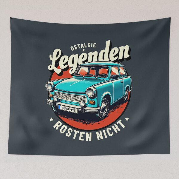 Item preview, "Ostalgie – Legends Don't Rust" GDR cult car Trabi Trabant designed and sold by Infinitee8hirts.
