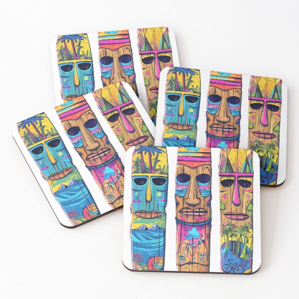 Item preview, Colorful Tiki Skateboards – Tropical design with beach and bicycle motifs designed and sold by inksavvystudio.