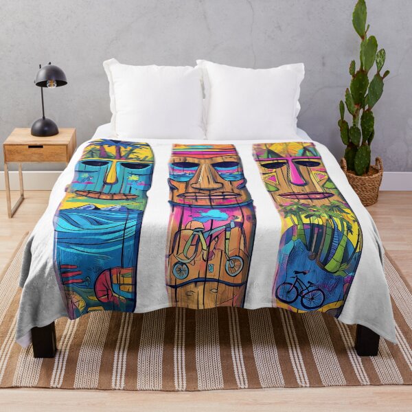 Item preview, Colorful Tiki Skateboards – Tropical design with beach and bicycle motifs designed and sold by inksavvystudio.