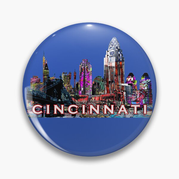 Item preview, Colorful Cincinnati Skyline – Neon Graffiti Street Art designed and sold by Phat Dog Designs .