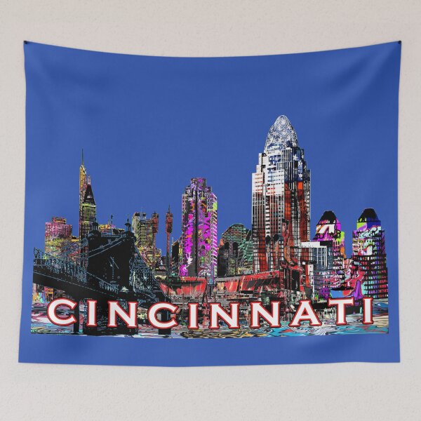 Artikelvorschau, Farbenfrohe Skyline von Cincinnati – Neon-Graffiti-Straßenkunst entworfen und verkauft von Phat Dog Designs .