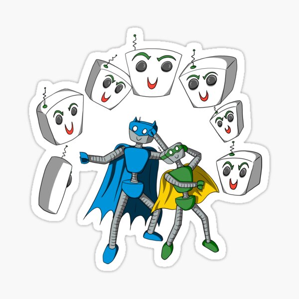Item preview, BatBot and RoBot Bombarded by JokeBot designed and sold by ArtOfLoveBots.