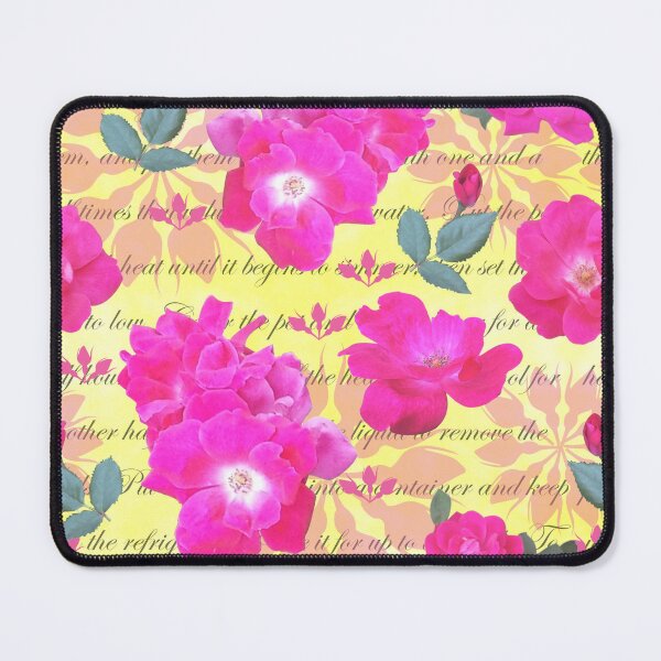 Item preview, Rose Water Recipe Pink Roses on Yellow ffffa0 designed and sold by Art in My Loft.