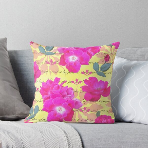Item preview, Rose Water Recipe Pink Roses on Yellow  ffffa0 designed and sold by Art in My Loft.