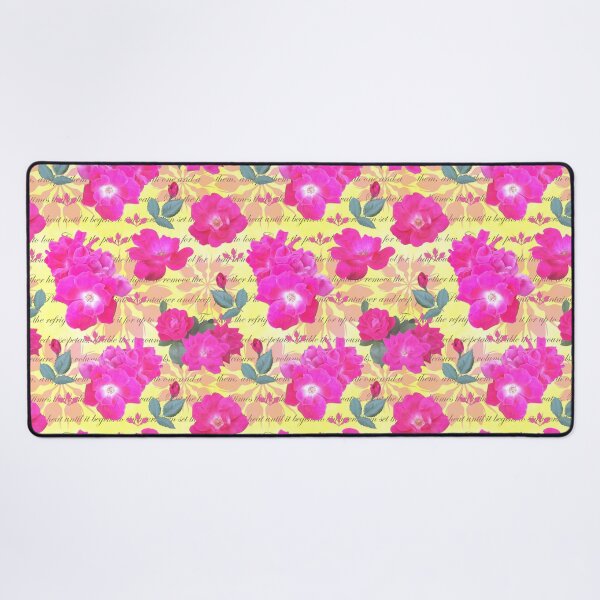 Item preview, Rose Water Recipe Pink Roses on Yellow ffffa0 designed and sold by Art in My Loft.