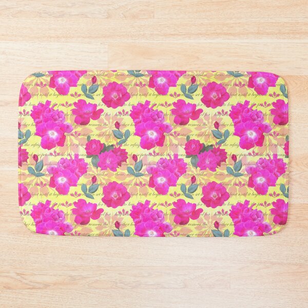 Item preview, Rose Water Recipe Pink Roses on Yellow  ffffa0 designed and sold by Art in My Loft.