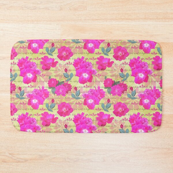 Item preview, Rose Water Recipe Pink Roses on Yellow Green e6e599 designed and sold by Art in My Loft.