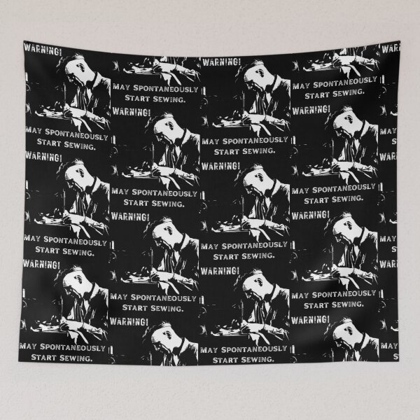 Item preview, funny man sewing, fun leather crafter designed and sold by EwaVerse.