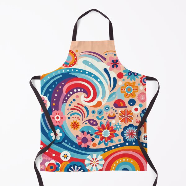Item preview, Scandinavian Folk Art Wave – Colourful Ocean and Floral Swirls by heidiannemorris designed and sold by FOLK ART FUSION by heidiannemorris.